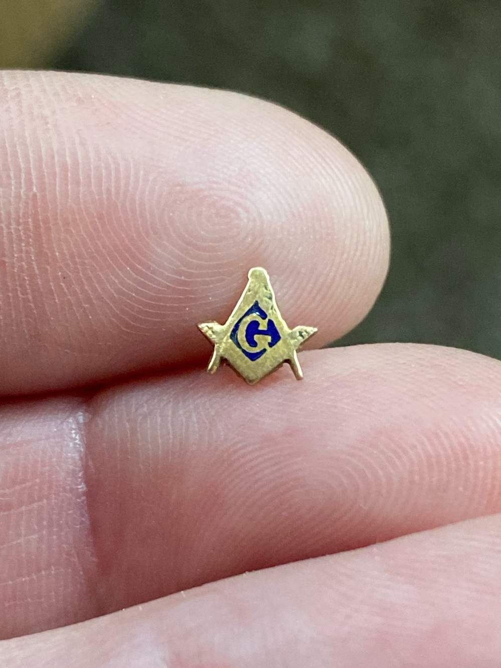 Vtg Miniature Masonic Gold Blue Enamel Lapel Pin Tie Tack